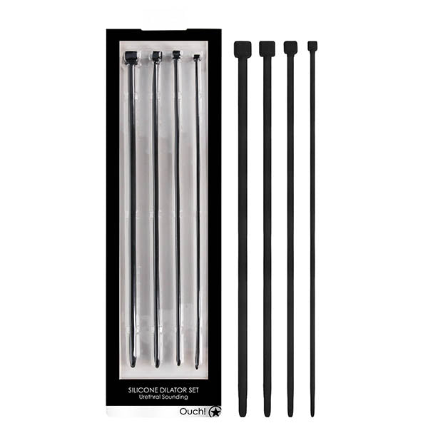 Ouch! Urethral Sounding Dilator Set - Black Silicone Urethral Sound Set - Image 1