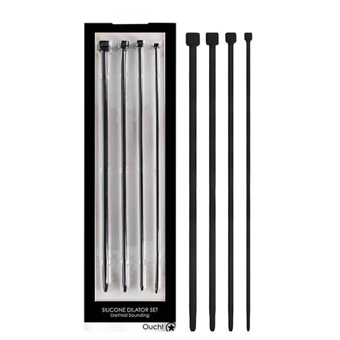 Ouch! Urethral Sounding Dilator Set - Black Silicone Urethral Sound Set - Image 1