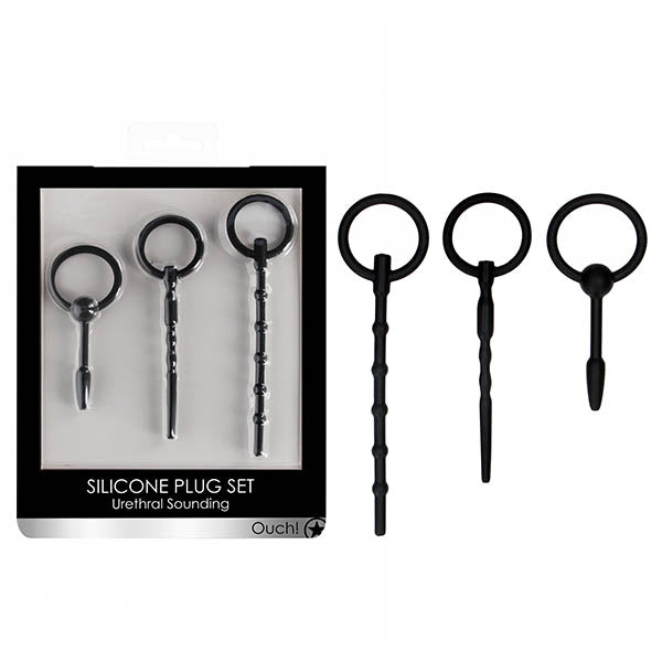 OUCH! Urethral Sounding Plug Set - Black - Set of 3 Sizes - Image 1
