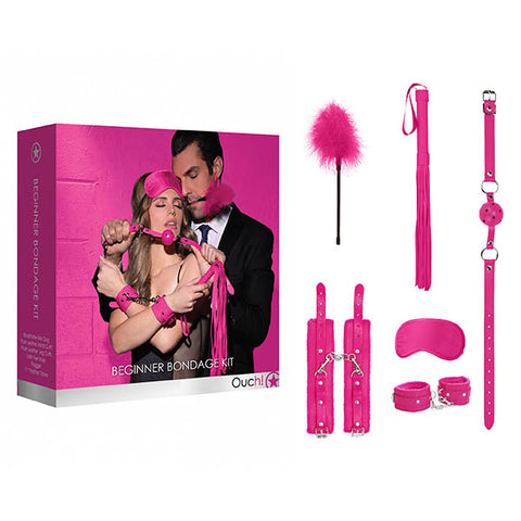 Ouch! Beginners Bondage Kit - Pink - 5 Piece Set - Image 1