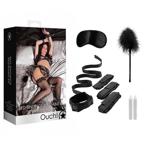 Ouch! Bed Bindings Restraint Kit - Black - 8 Piece Set - Image 1