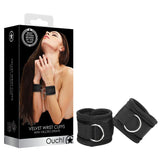 OUCH! Velvet & Velcro Adjustable Handcuffs - Black Restraints - Image 1