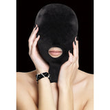 Ouch! Velvet & Velcro Mask with Mouth Opening - Black Hood - Image 2