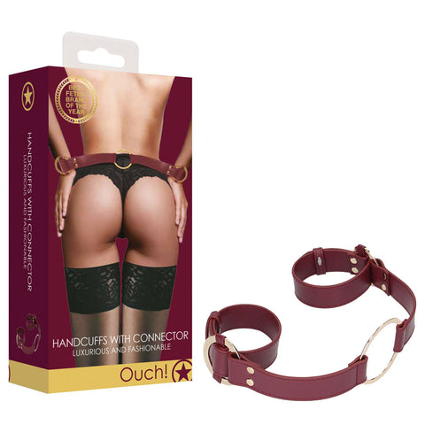 OUCH! Halo - Handcuff With Connector - Burgundy Restraint - Image 1