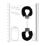 OUCH! Black & White Beginner's Furry Hand Cuffs - Black Restraints - Image 7