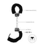 OUCH! Black & White Beginner's Furry Hand Cuffs - Black Restraints - Image 8