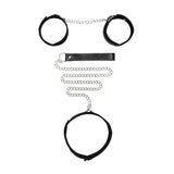 OUCH! BW Velcro Collar With Leash And Hand Cuffs - Black Restraints - Image 4