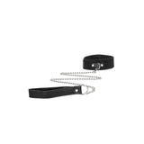 OUCH! BW Velcro Collar With Leash And Hand Cuffs - Black Restraints - Image 6