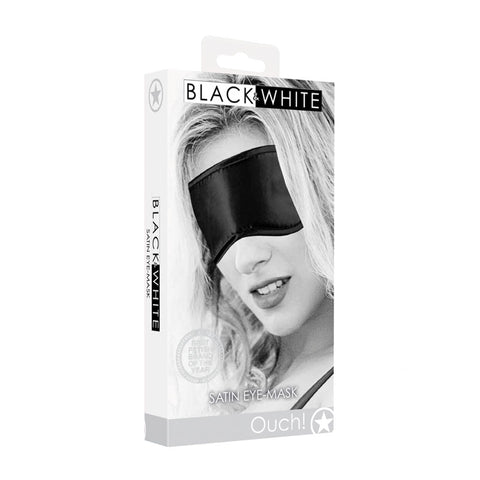OUCH! Black & White Satin Eye-Mask - Black Eye Restraint - Image 1