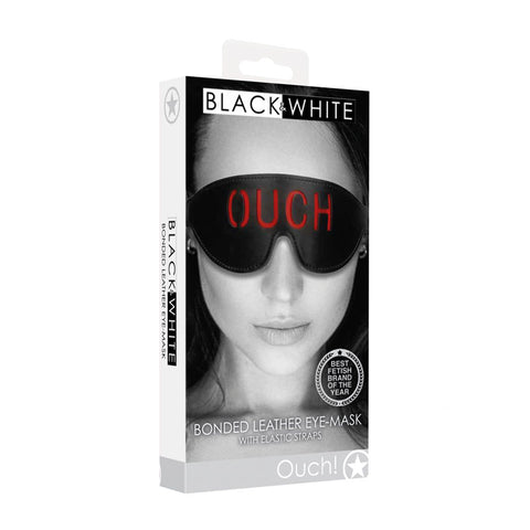 OUCH! Black & White Bonded Leather Eye-Mask ''Ouch'' - Black Eye Restraint - Image 1