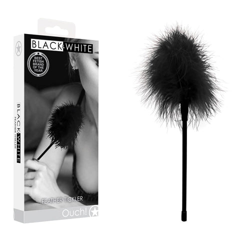 OUCH! Black & White Feather Tickler - Black Feather Crop - Image 1