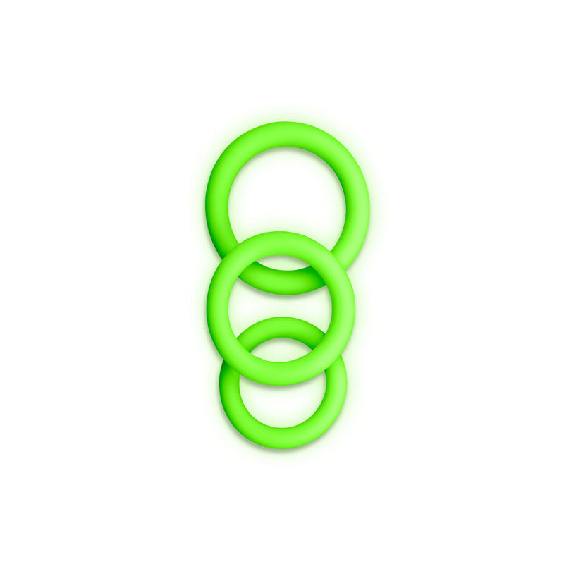 OUCH! Glow In The Dark Cock Ring Set - Glow in Dark Cock Rings