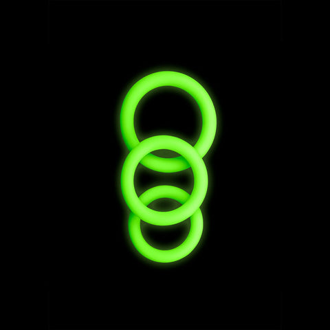 OUCH! Glow In The Dark Cock Ring Set - Glow in Dark Cock Rings - Set of 3 Sizes - Image 1