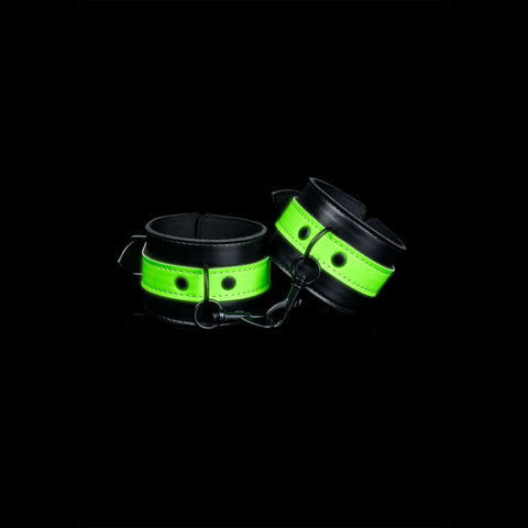 OUCH! Glow In The Dark Handcuffs - Black/Glow In Dark Restraints - Image 1
