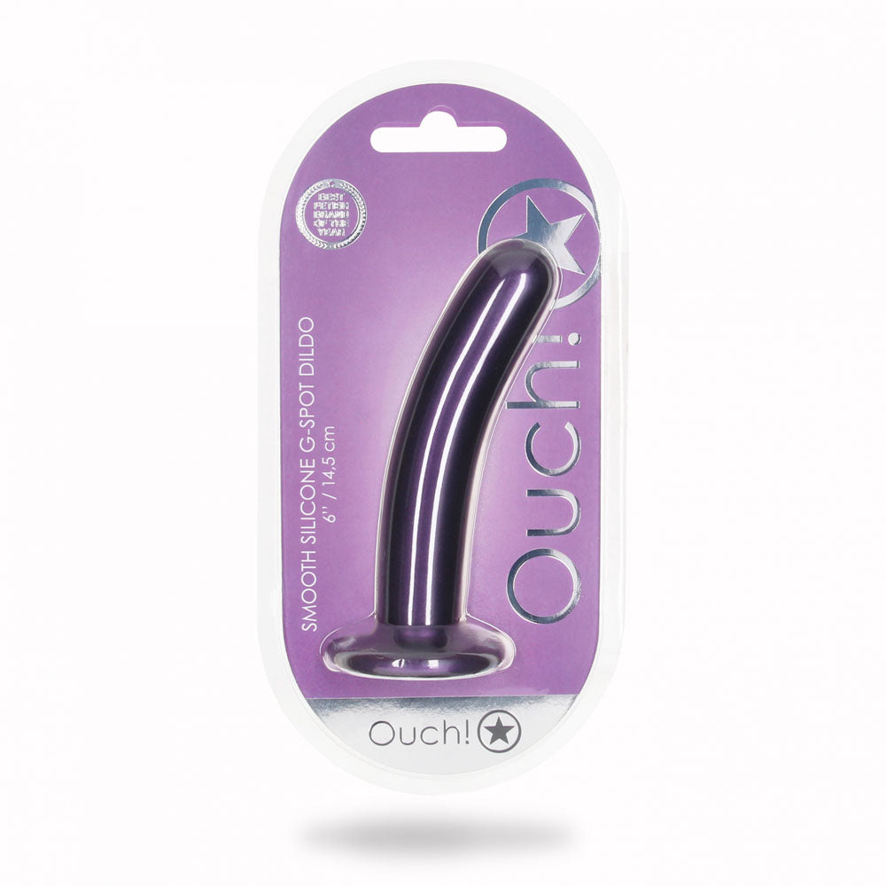 OUCH! Smooth Silicone G-Spot Dildo - 6'' / - Metallic Purple Dildo