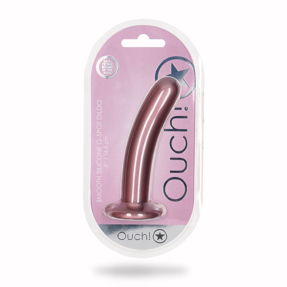 OUCH! Smooth Silicone G-Spot Dildo - 6'' / - Rose Gold Dildo