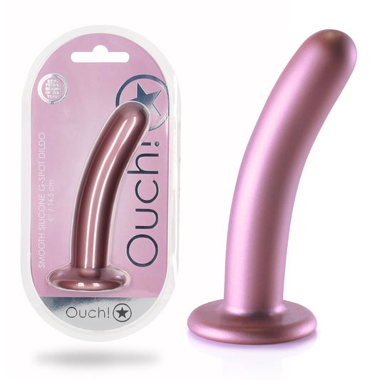 OUCH! Smooth Silicone G-Spot Dildo - 6'' / - Rose Gold Dildo