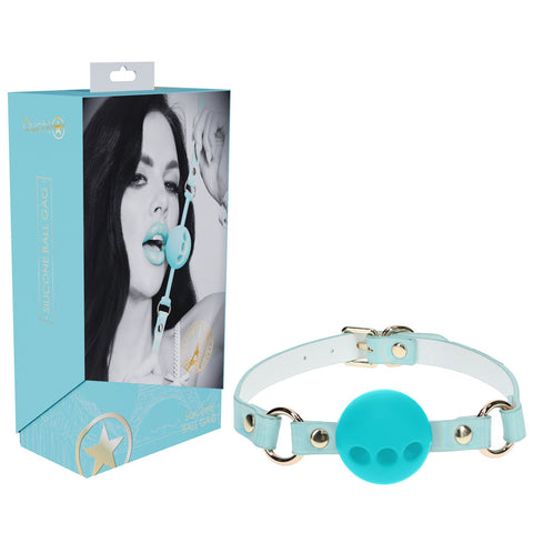 OUCH! Paris Collection - Silicone Ball Gag - Baby Blue Breatheable Mouth Restraint - Image 1