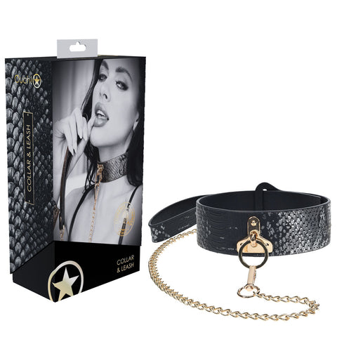 OUCH! Florence Collection - Collar with Leash - Black Restraint - Image 1