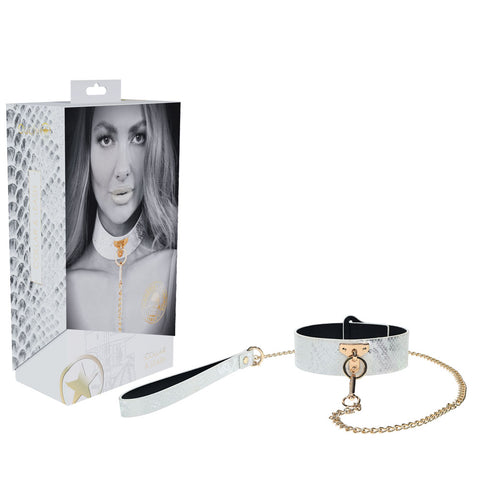 OUCH! Florence Collection - Collar with Leash - White Restraint - Image 1