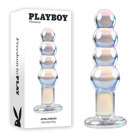 Playboy Pleasure JEWELS BEADS - Clear Glass 12 cm Anal Beads - Image 1