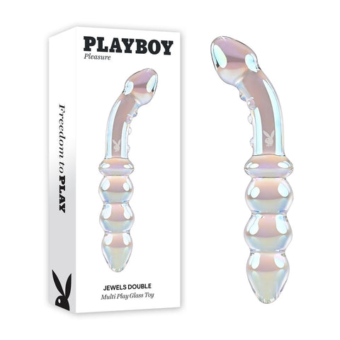 Playboy Pleasure JEWELS DOUBLE - Clear Glass 17.1 cm Double Ended Dildo - Image 1