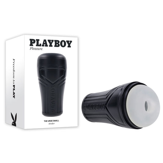 Playboy Pleasure THE URGE SMALL. Full view of the clear stroker on a white background.