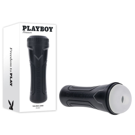 Playboy Pleasure THE URGE LARGE. Full view of the clear stroker on a white background.