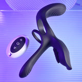 Playboy Pleasure The 3 Way - Black USB Rechargeable Vibrating Cock Ring with Wireless Remote - Image 2