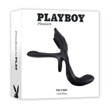 Playboy Pleasure The 3 Way - Black USB Rechargeable Vibrating Cock Ring with Wireless Remote - Image 1