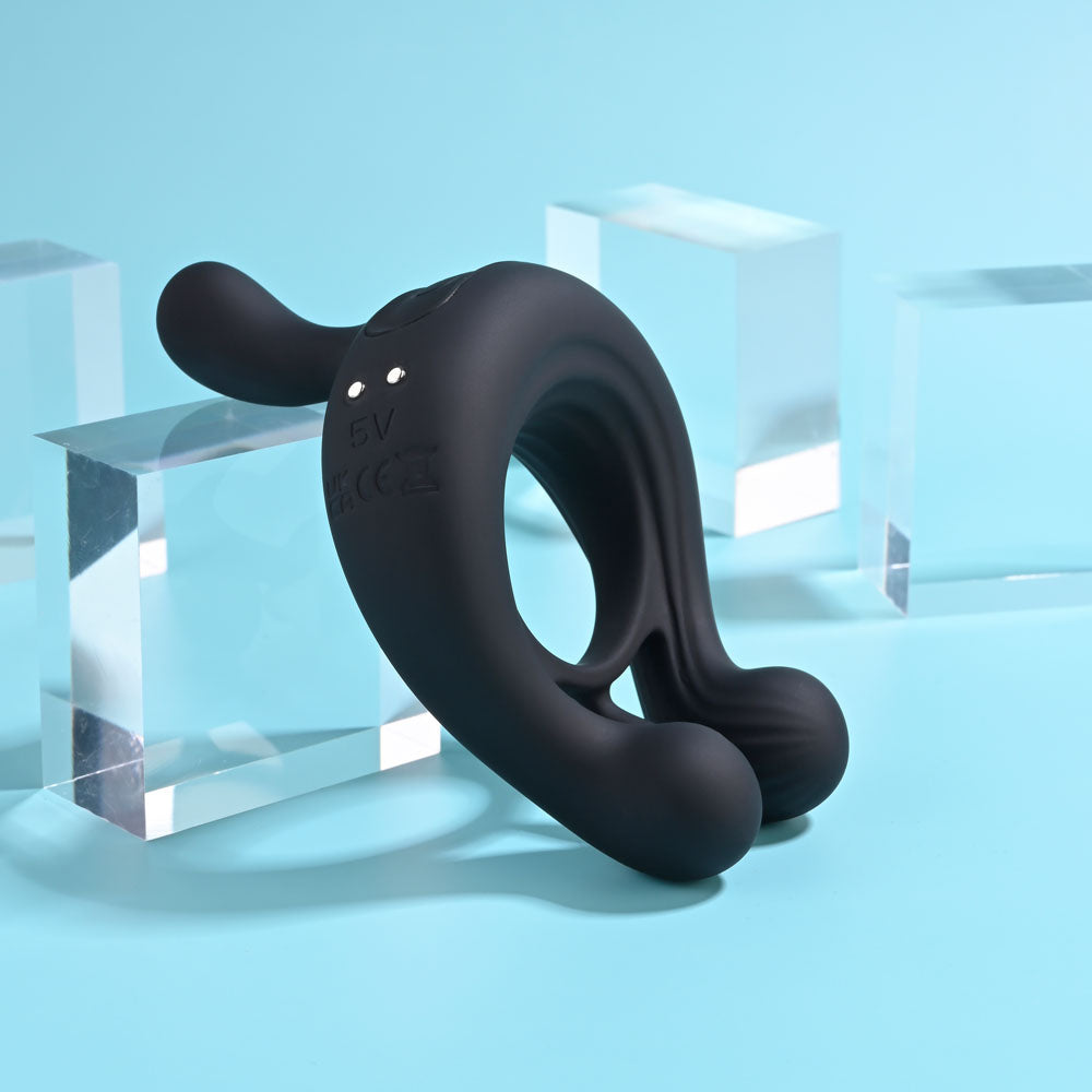 Playboy Pleasure TRIPLE PLAY - Black Cock Ring
