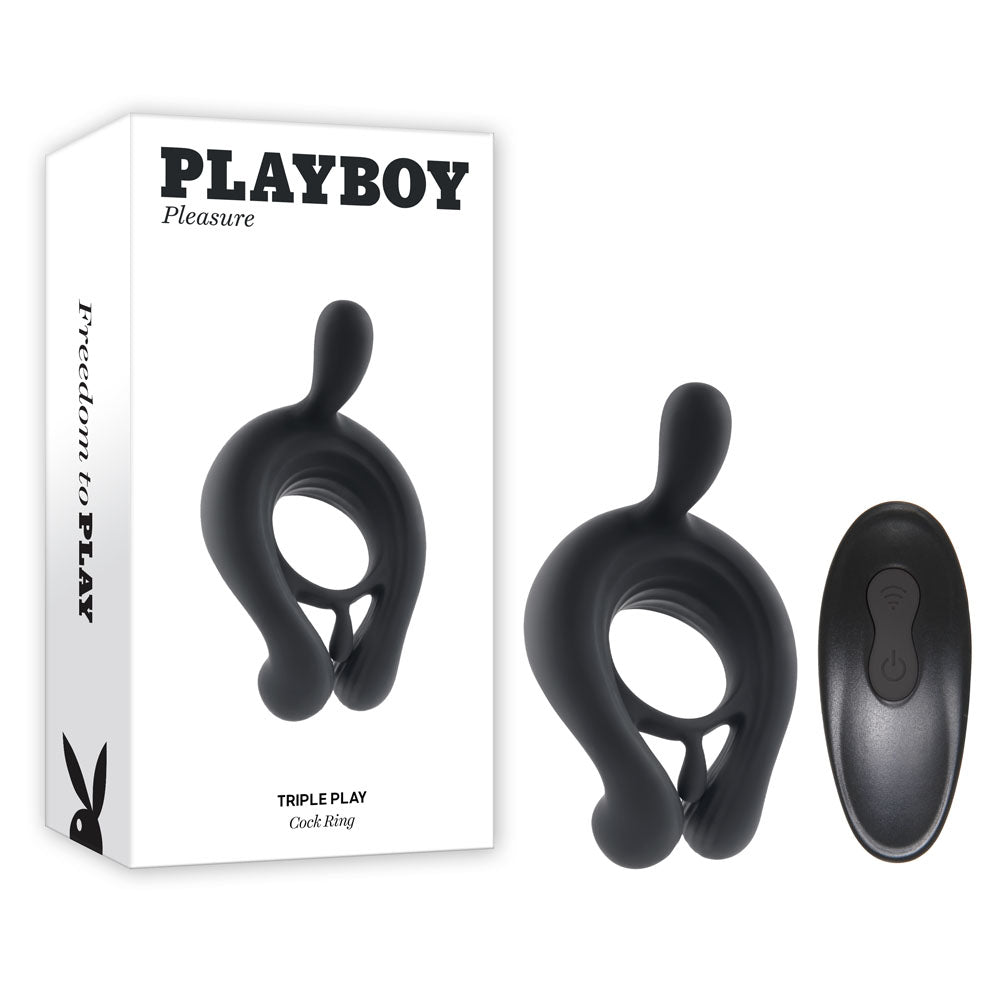Playboy Pleasure TRIPLE PLAY - Black Cock Ring