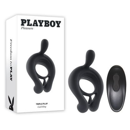 Playboy Pleasure TRIPLE PLAY - Black Cock Ring
