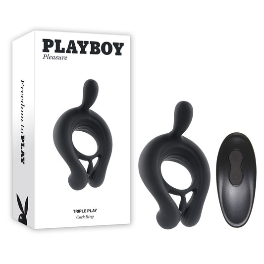 Playboy Pleasure TRIPLE PLAY - Black Cock Ring