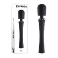 Black massage wand with packaging featuring the Playboy logo on a white background