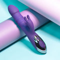 Purple and silver electronic device on a gradient background