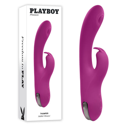 Purple vibrator with packaging labeled 'Playboy' on a white background