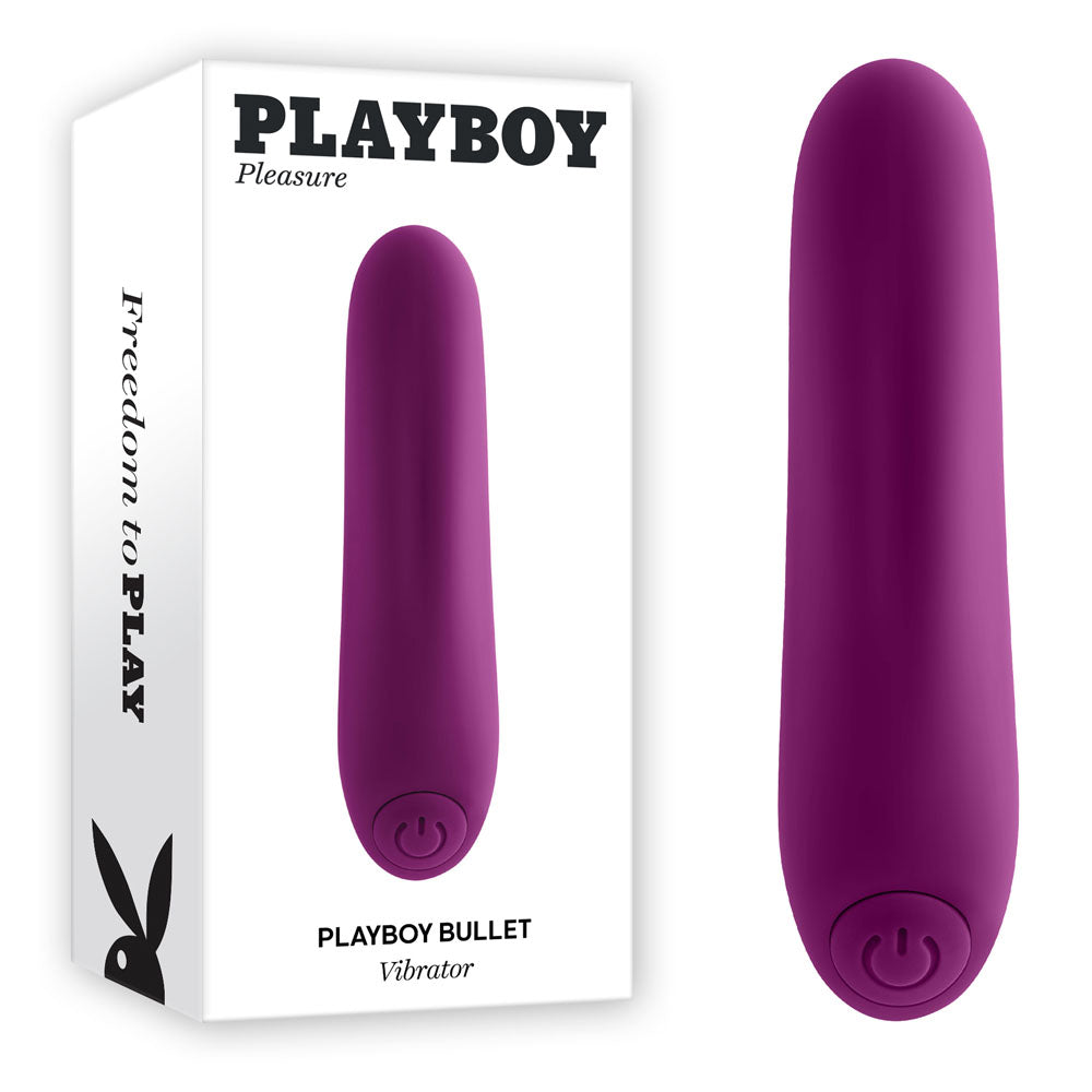 Purple vibrator with 'Playboy' branding on a white background