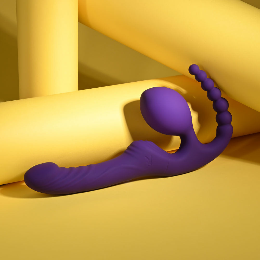 Playboy Pleasure HUG IT OUT - Purple 29 cm Strapless Strap-On