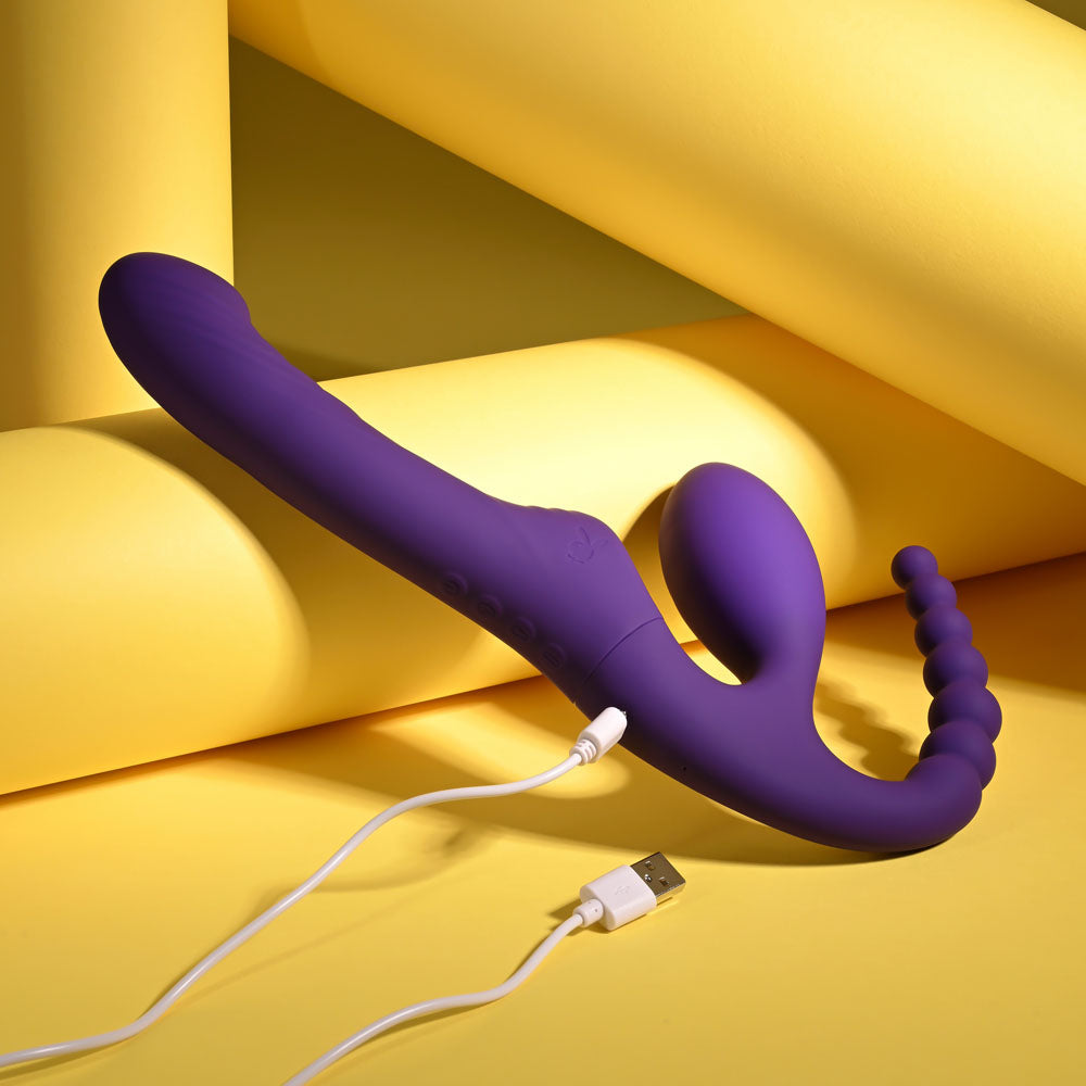 Playboy Pleasure HUG IT OUT - Purple 29 cm Strapless Strap-On