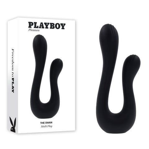 Playboy Pleasure THE SWAN - Black USB Rechargeable Dual Ended Vibrator - Image 1