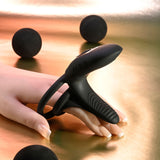 Playboy Pleasure JUST RIGHT - Black USB Rechargeable Vibrating Cock & Balls Rings - Image 2