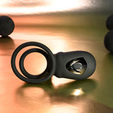 Playboy Pleasure JUST RIGHT - Black USB Rechargeable Vibrating Cock & Balls Rings - Image 4