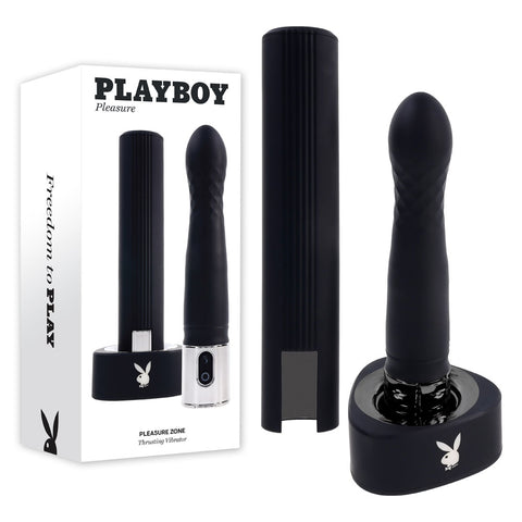 Playboy Pleasure PLEASURE ZONE - Black 21.4 cm Rechargeable Vibrator with USB Charging Dock - Image 1