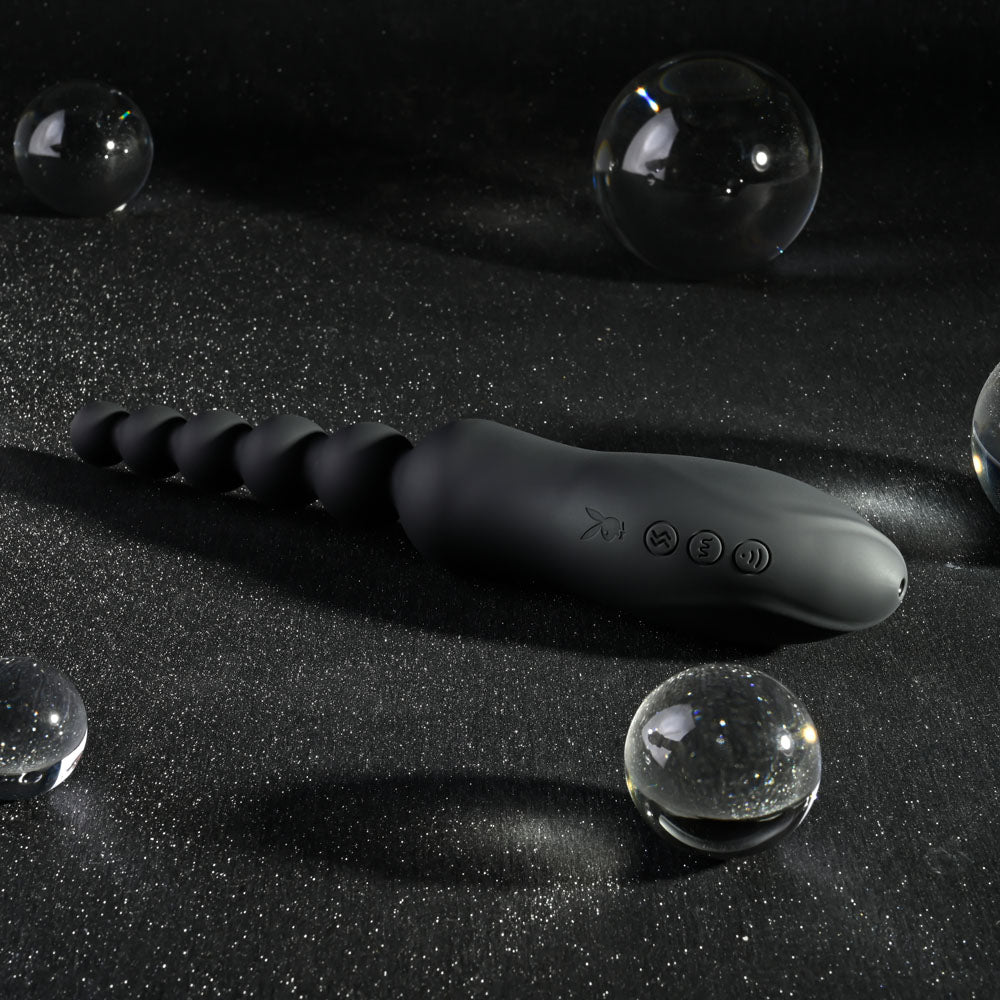 Playboy Pleasure LET IT BEAD - Black 23.1 cm Vibrating Anal Beads