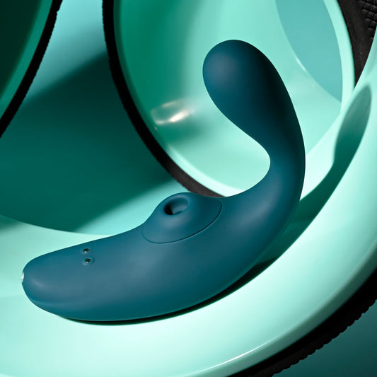 Playboy Pleasure CHARMER - Blue Vibrator with Clitoral Suction