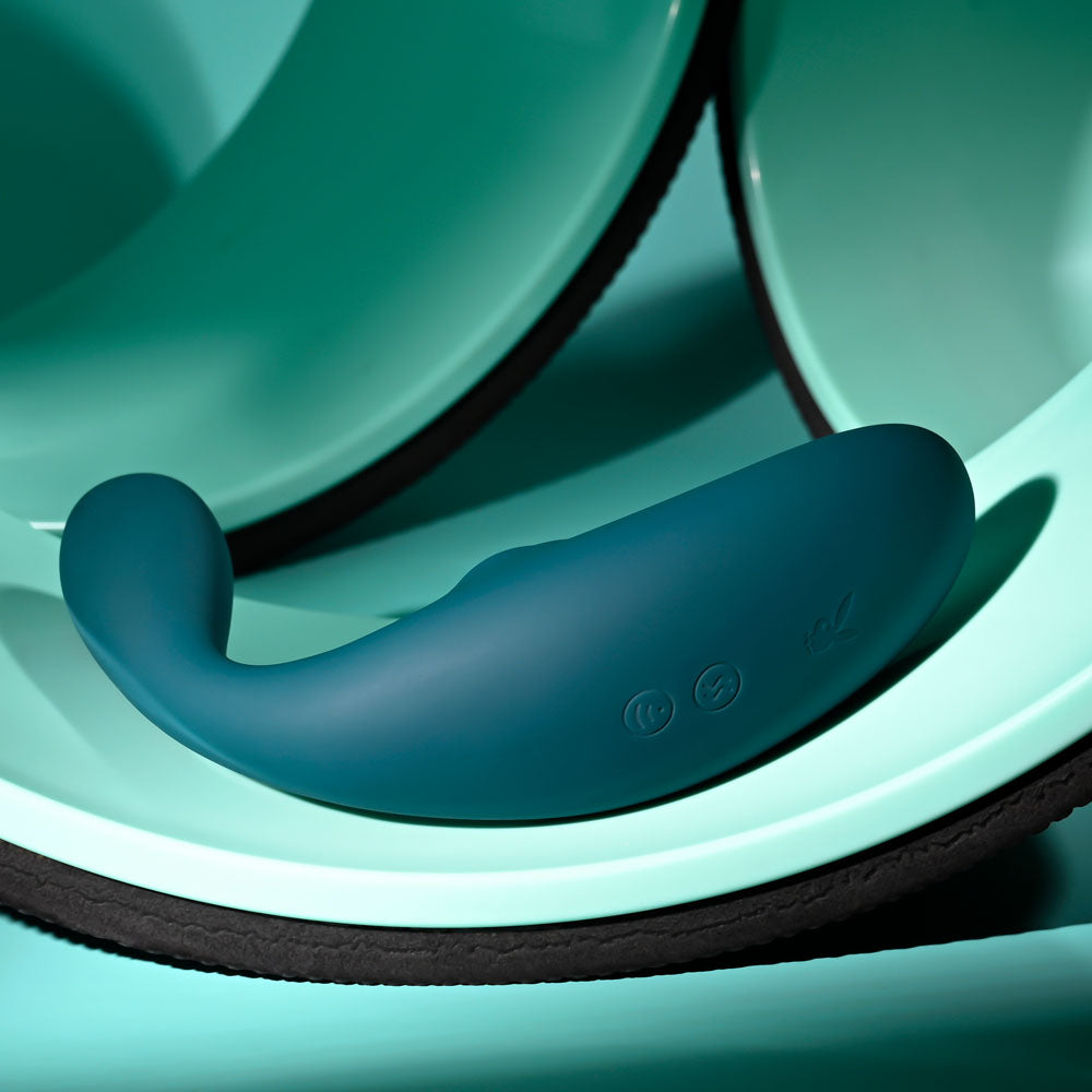 Playboy Pleasure CHARMER - Blue Vibrator with Clitoral Suction