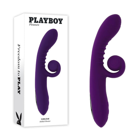 Playboy CURLICUE - Purple 23.5 cm USB Rechargeable Rabbit Vibrator - Image 1
