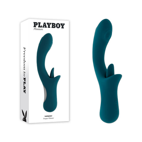 Playboy Pleasure HARMONY - Blue 22.9 cm USB Rechargeable Vibrator with Clitoral Flicker - Image 1