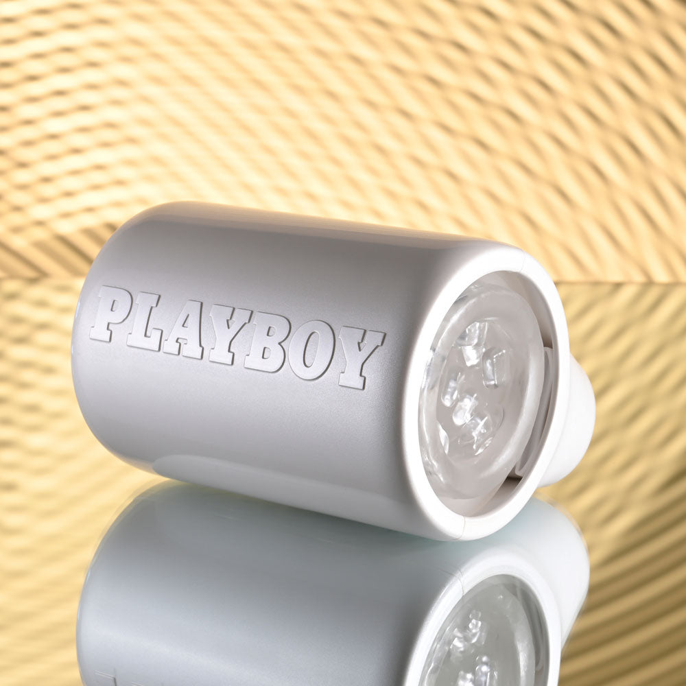 Playboy Pleasure SPIN DOCTOR - White Vibrating & Spinning Stroker